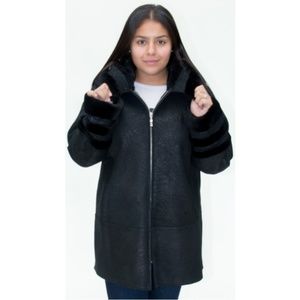 CLEARANCE! Unique Merino Lamb Fur Hooded Shearling